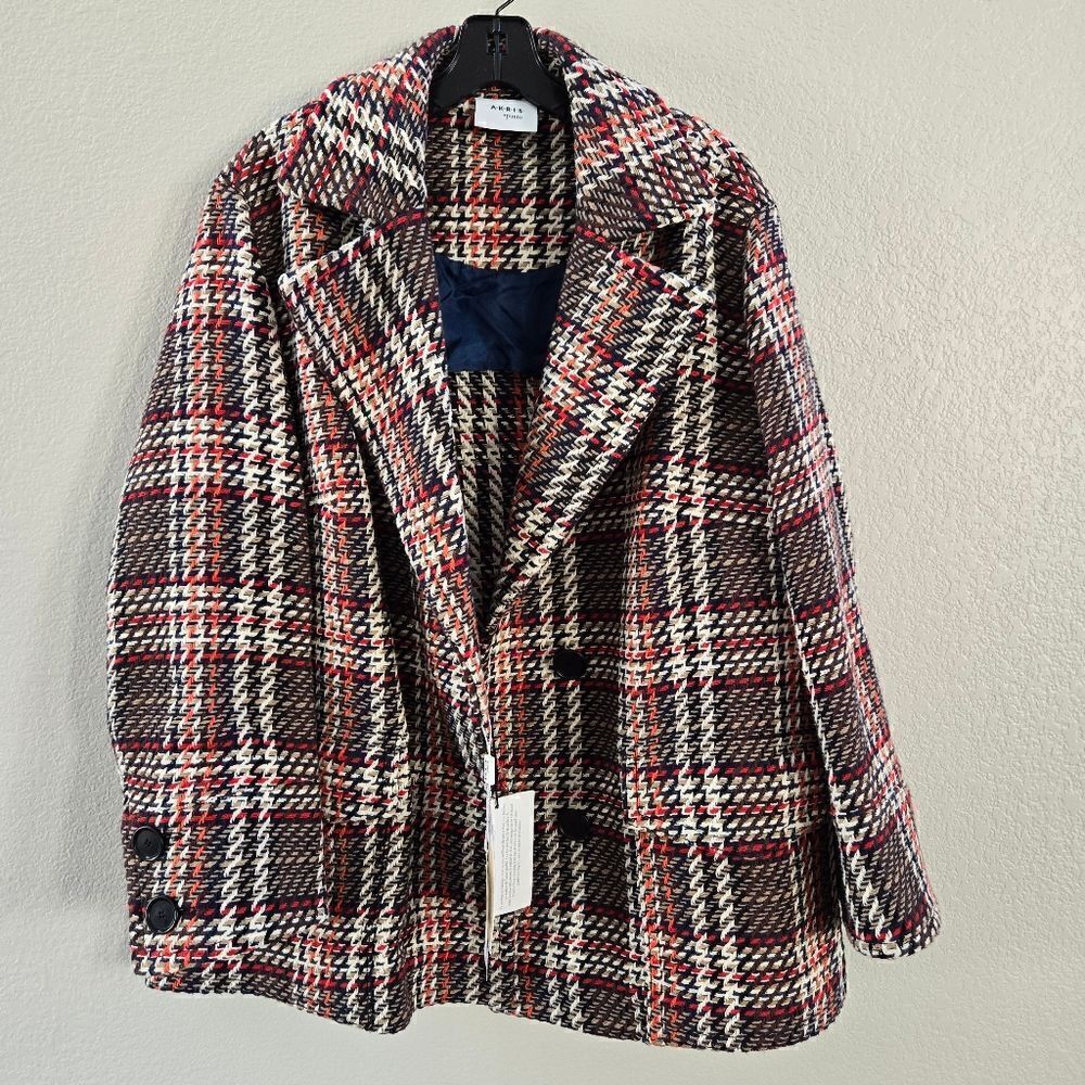 AKRIS Punto Oversized Tweed Coat size 14 L NEW